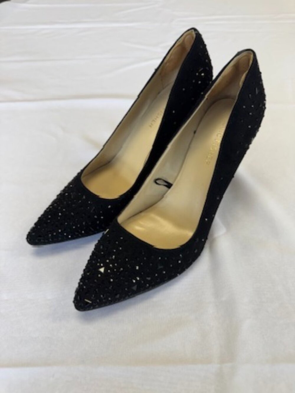 Marc Fischer Womens Black Suede Stud Pointed Toe Pump Heels Size 8